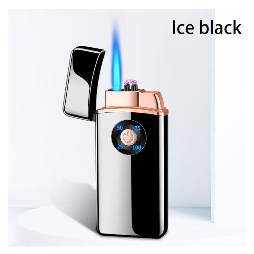 Dual Burner Butane Ice black Lighter With ARC electric lighter burner, Plasma lighter - Adjustable flame - Ice Black