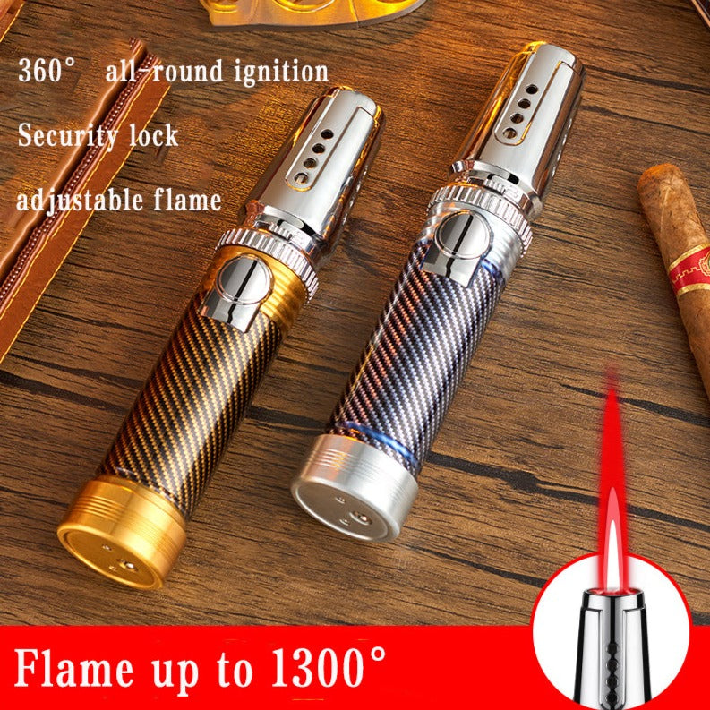 Silver lighter and golden lighter with red torch flame with perfect grip and security lock. Perfect for the kitchen and hotels also for the Cigar lovers. Flame upto 1300 degree.